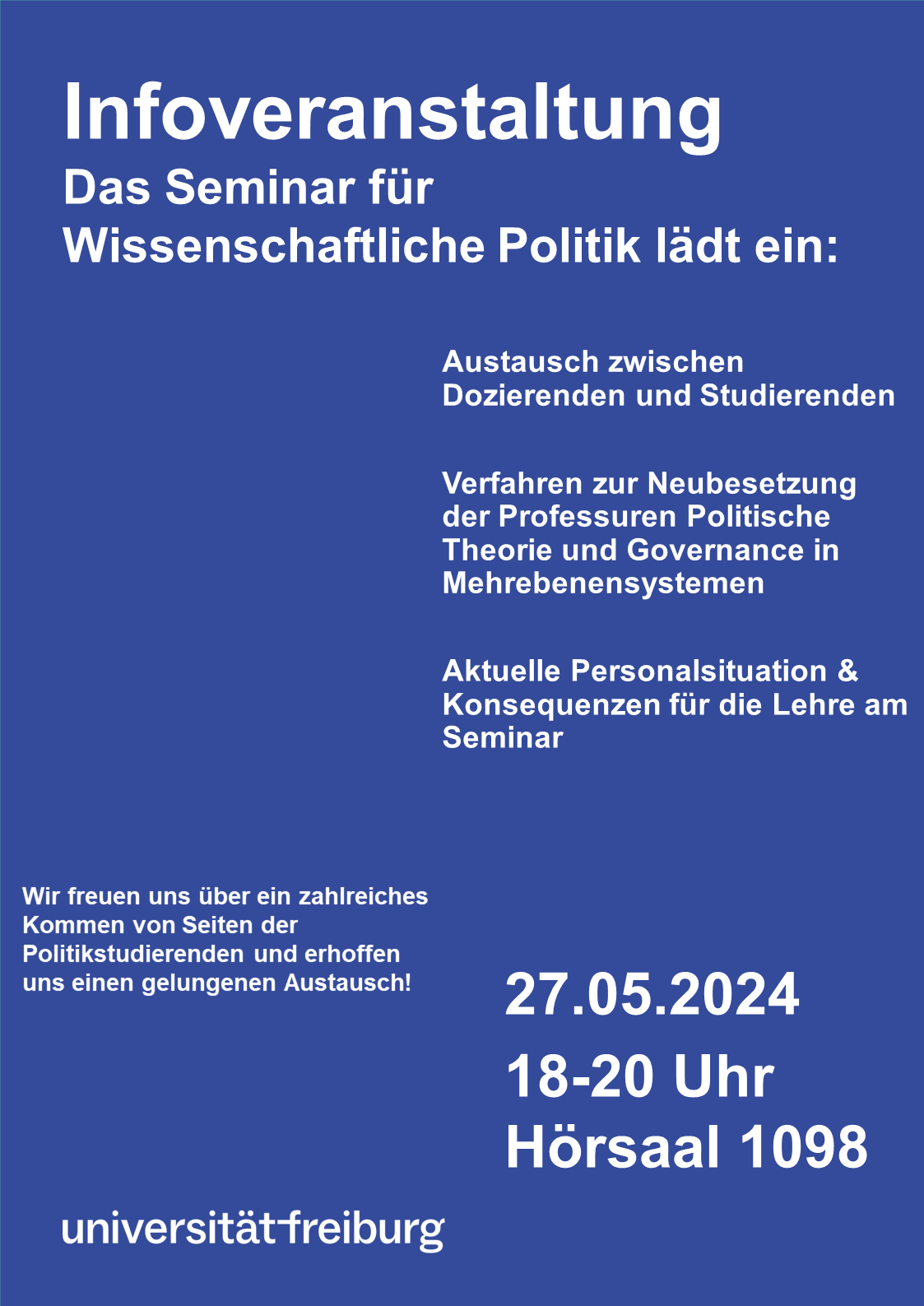Infoveranstaltung des Seminars für Wissenschaftliche Politik
